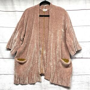 Moth by Anthropologie Dusty Rose Chenille Cardigan Sweater Size XS *Defect